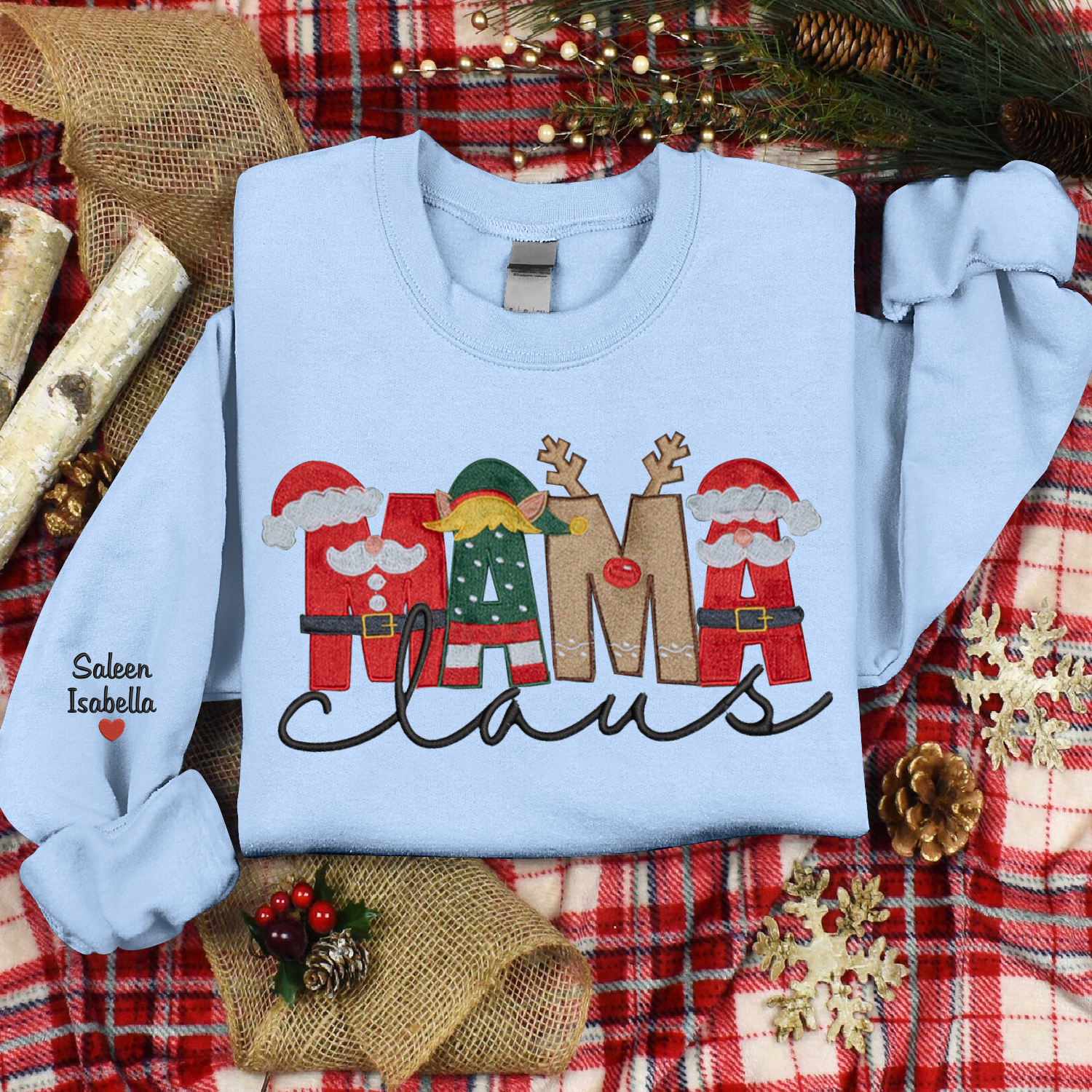 Lofaris Embroidery Mama Claus Christma Custom Sweatshirt