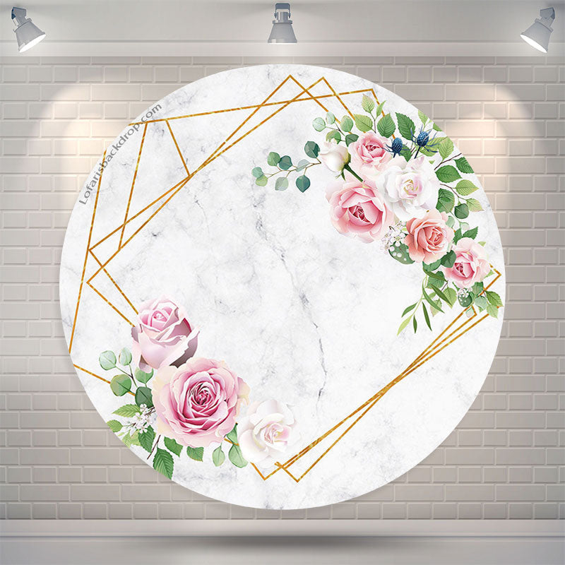 Lofaris Engagement Marbling Wedding Round Backdrop Cover
