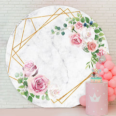 Lofaris Engagement Marbling Wedding Round Backdrop Cover