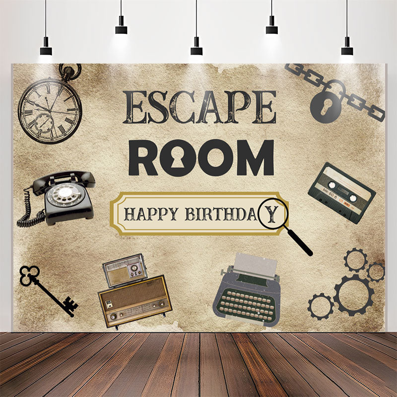 Lofaris Escape Room Mystery Happy Birthday Party Backdrop