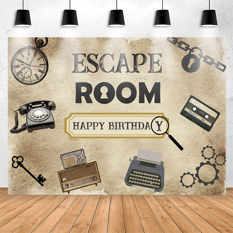 Lofaris Escape Room Mystery Happy Birthday Party Backdrop