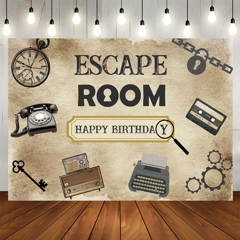 Lofaris Escape Room Mystery Happy Birthday Party Backdrop