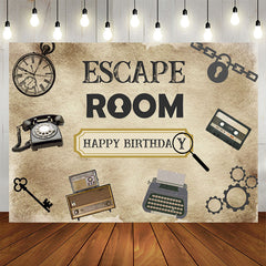 Lofaris Escape Room Mystery Happy Birthday Party Backdrop