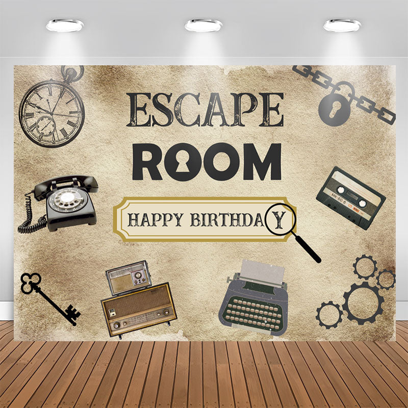 Lofaris Escape Room Mystery Happy Birthday Party Backdrop