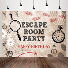 Lofaris Escape Room Party Magnifier Happy Birthday Backdrop