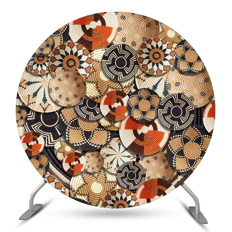 Lofaris Ethiopian Basket Pattern Round Holiday Backdrop