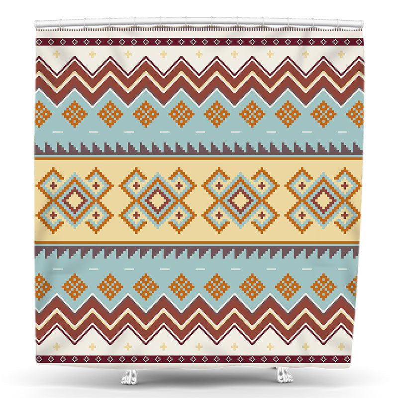 Lofaris Ethnic Mexican Blanket Pattern Yellow Shower Curtain