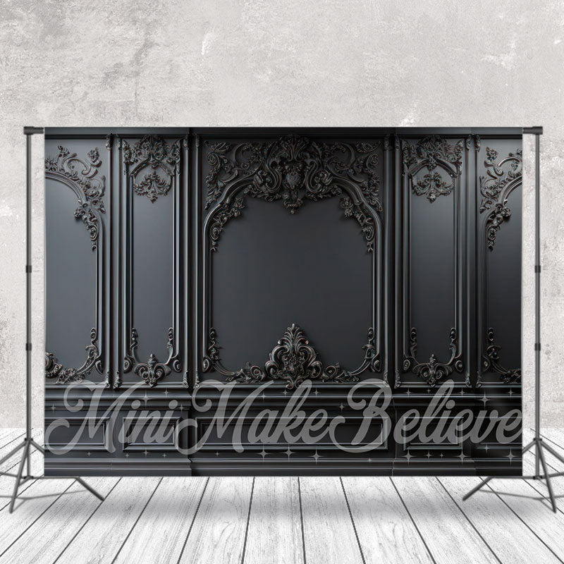 Lofaris European Style Exquisite Relief Black Wall Backdrop