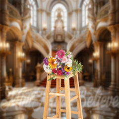 Lofaris Exquisite Gold Carving Palace Architecture Backdrop