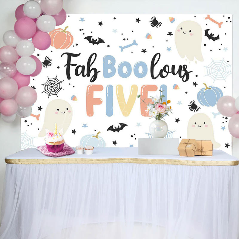 Lofaris Faboolous Five Boo Halloween Boy Birthday Backdrop