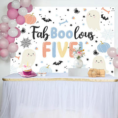 Lofaris Faboolous Five Boo Halloween Boy Birthday Backdrop