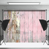 Lofaris Faded Pink Vintage Wooden Texture Wall Photo Backdrop