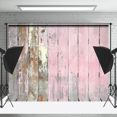 Lofaris Faded Pink Vintage Wooden Texture Wall Photo Backdrop