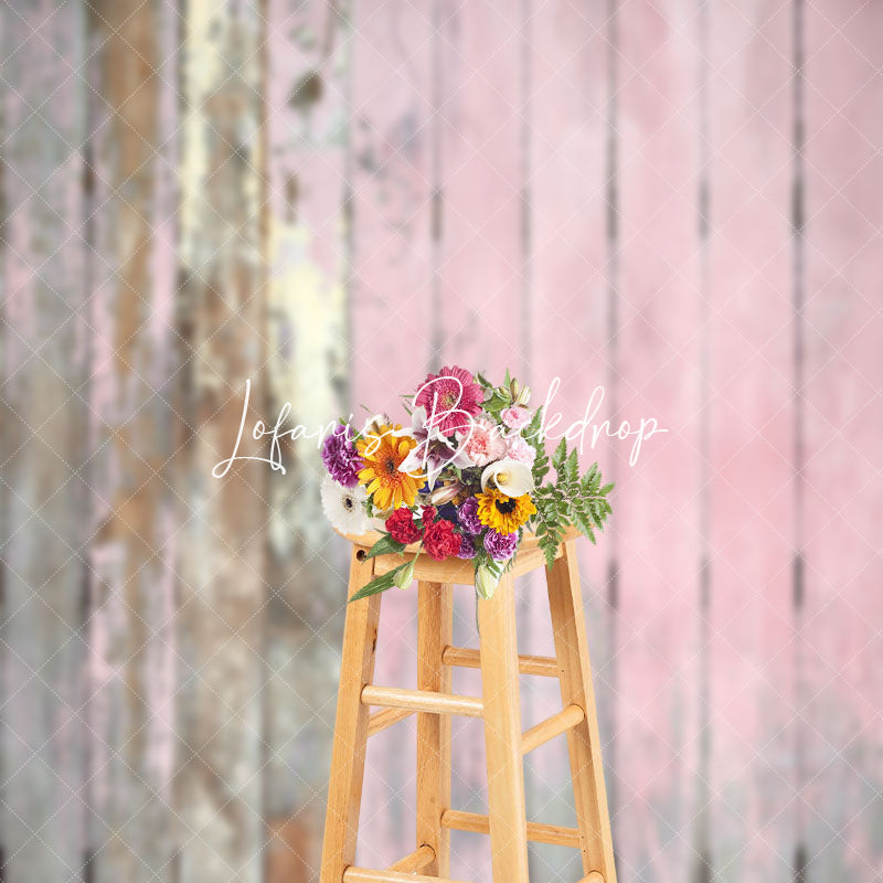 Lofaris Faded Pink Vintage Wooden Texture Wall Photo Backdrop