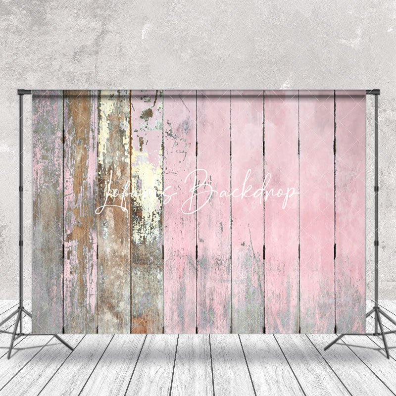 Lofaris Faded Pink Vintage Wooden Texture Wall Photo Backdrop