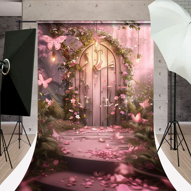 Lofaris Fairy Forest Wooden Door Butterfly Sweep Backdrop