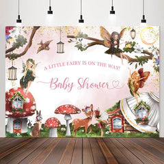 Lofaris Fairy Mushroom House Girls Baby Shower Backdrop