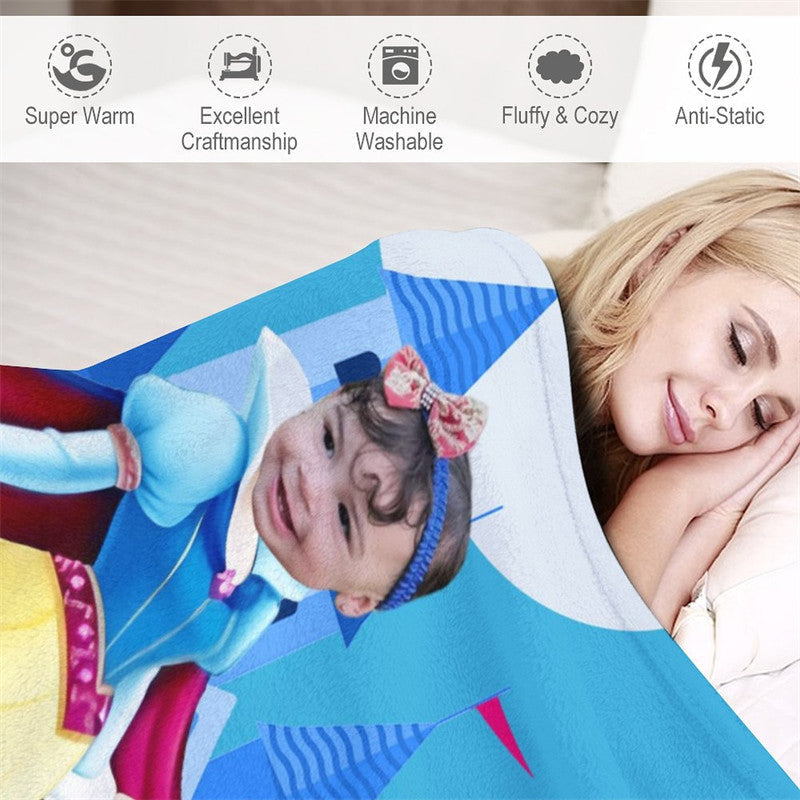 Lofaris Fairy Princess Castle Moon Girl Custom Photo Blanket