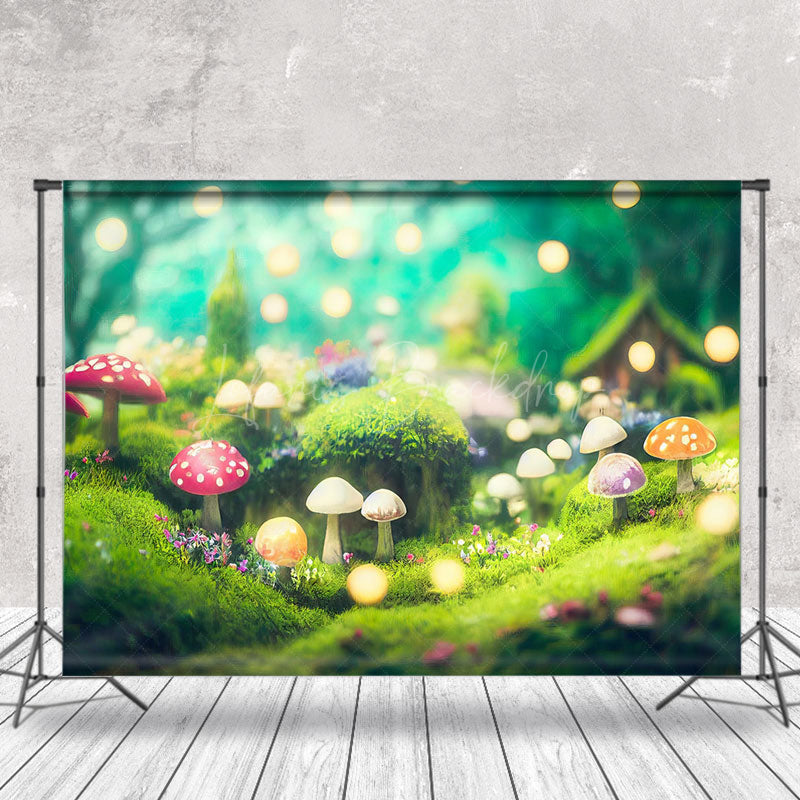 Lofaris Fairy Tale Mushroom Forest Bokeh Backdrop For Photo