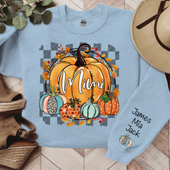 Lofaris Fall Flower Pumpkins Mimi Custom Name Sweatshirt