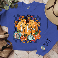 Lofaris Fall Flower Pumpkins Mimi Custom Name Sweatshirt