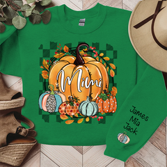 Lofaris Fall Flower Pumpkins Mimi Custom Name Sweatshirt