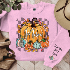 Lofaris Fall Flower Pumpkins Mimi Custom Name Sweatshirt