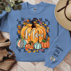 Lofaris Fall Flower Pumpkins Mimi Custom Name Sweatshirt