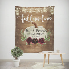 Lofaris Fall In Love Pumpkin Wooden Green Lamp Wedding Backdrop