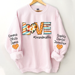 Lofaris Fall Love Grandma Life Kids Custom Name Sweatshirt