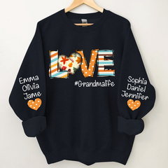 Lofaris Fall Love Grandma Life Kids Custom Name Sweatshirt