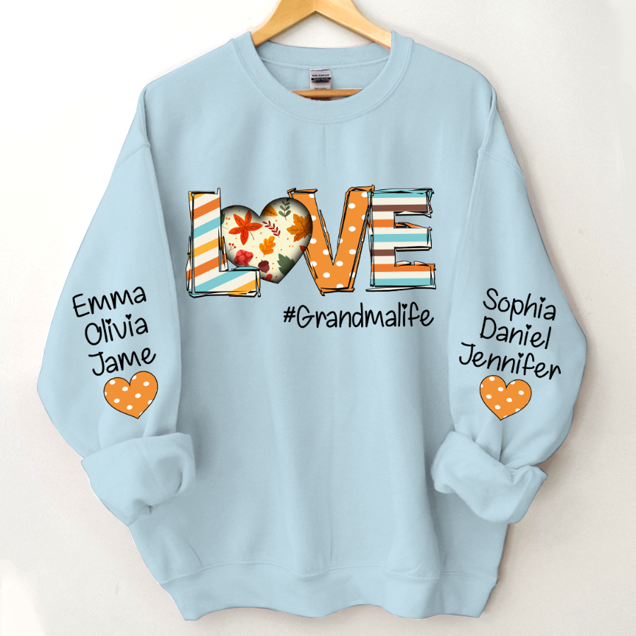 Lofaris Fall Love Grandma Life Kids Custom Name Sweatshirt