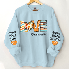 Lofaris Fall Love Grandma Life Kids Custom Name Sweatshirt