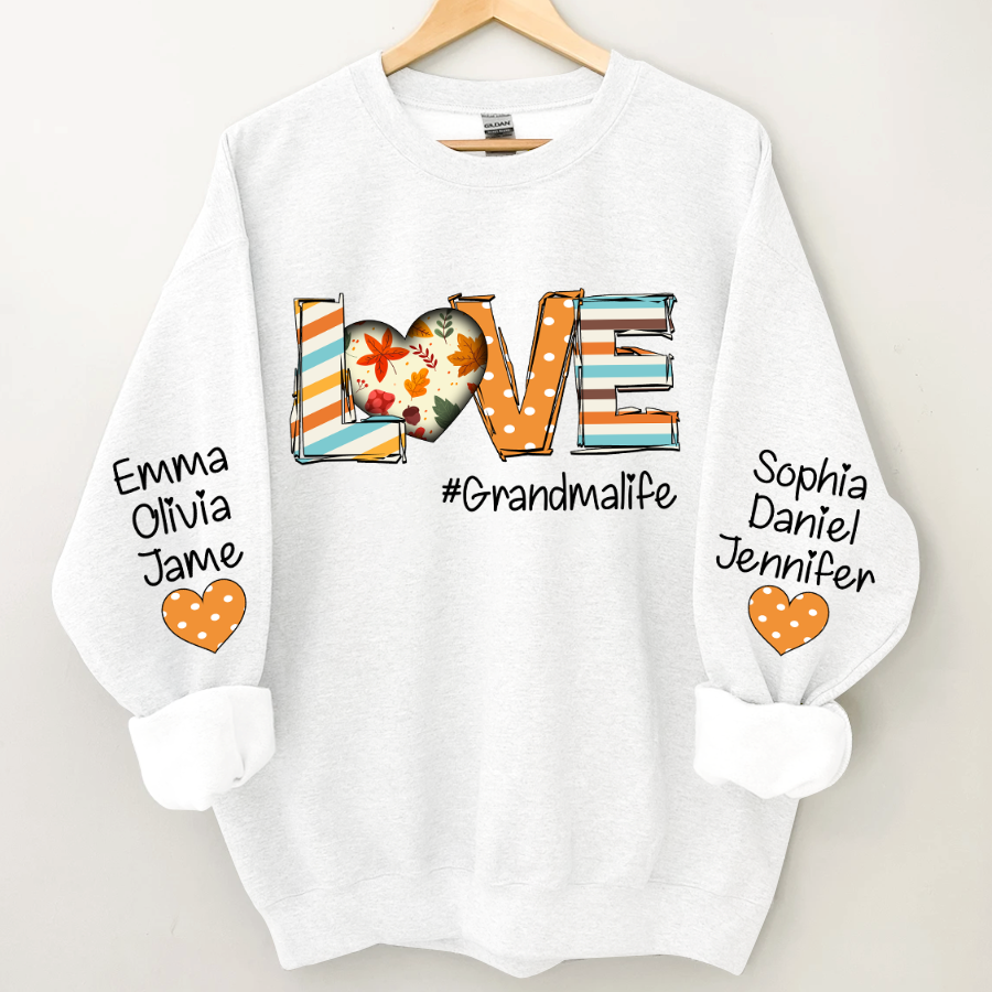 Lofaris Fall Love Grandma Life Kids Custom Name Sweatshirt