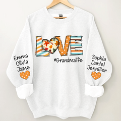 Lofaris Fall Love Grandma Life Kids Custom Name Sweatshirt