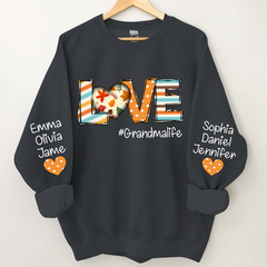 Lofaris Fall Love Grandma Life Kids Custom Name Sweatshirt