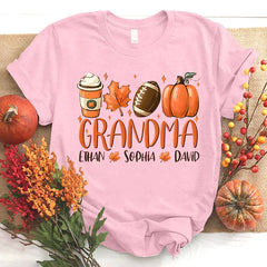 Lofaris Fall Maple Pumpkin Rugby Grandma And Kids T - Shirt