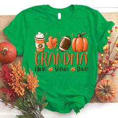 Lofaris Fall Maple Pumpkin Rugby Grandma And Kids T - Shirt