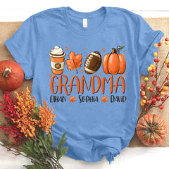 Lofaris Fall Maple Pumpkin Rugby Grandma And Kids T - Shirt