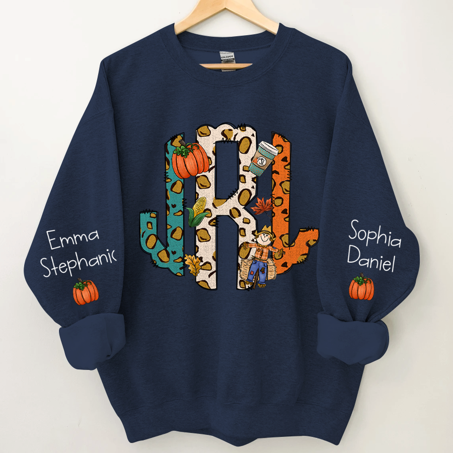 Lofaris Fall Monogram Letters Custom Name And Kids CTH01 Sweatshirt