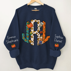 Lofaris Fall Monogram Letters Custom Name And Kids CTH01 Sweatshirt