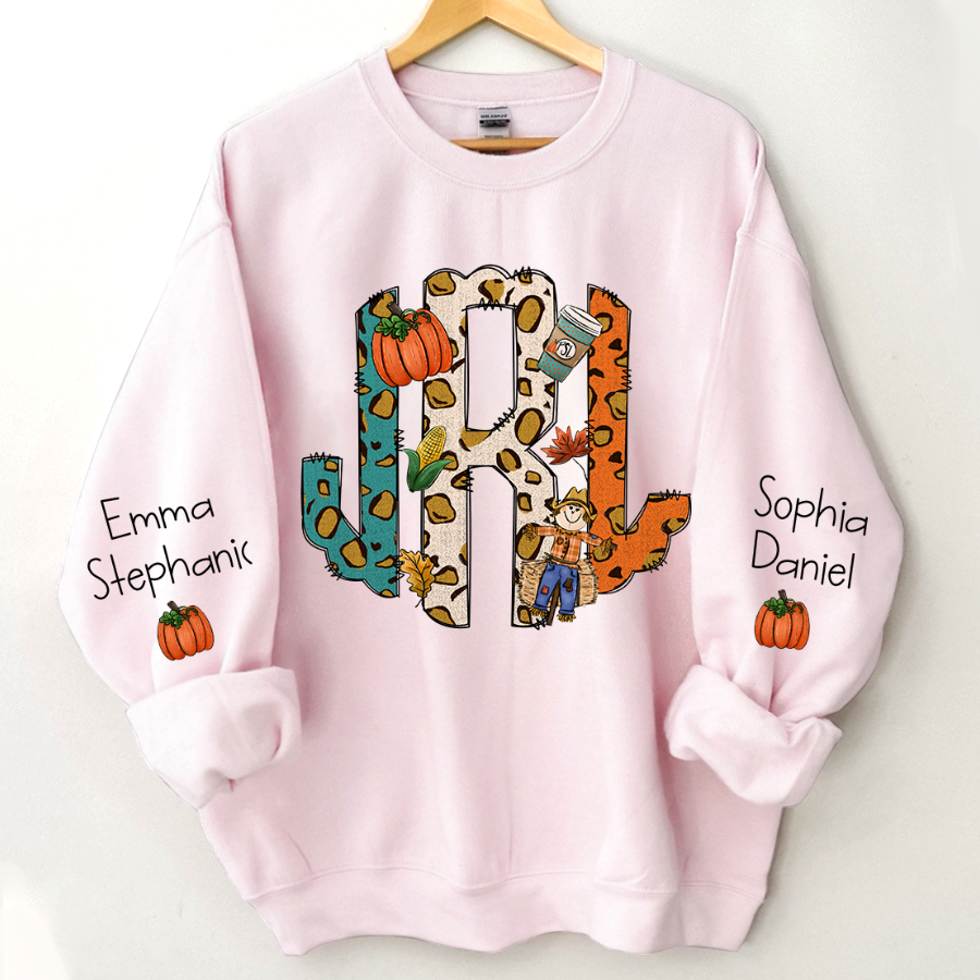 Lofaris Fall Monogram Letters Custom Name And Kids CTH01 Sweatshirt