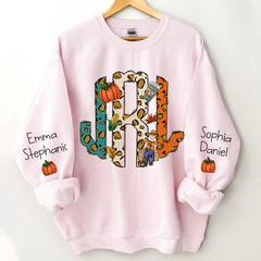 Lofaris Fall Monogram Letters Custom Name And Kids CTH01 Sweatshirt