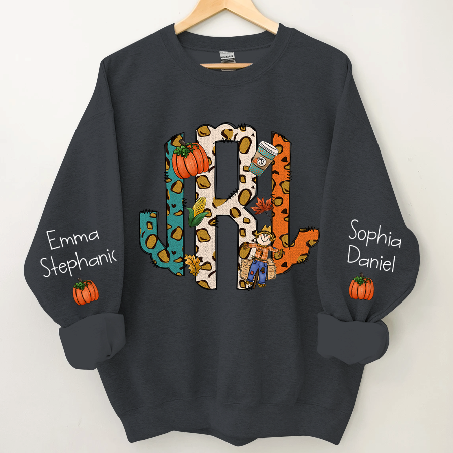 Lofaris Fall Monogram Letters Custom Name And Kids CTH01 Sweatshirt