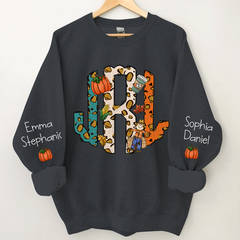 Lofaris Fall Monogram Letters Custom Name And Kids CTH01 Sweatshirt
