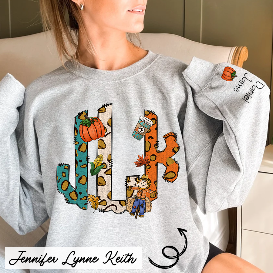 Lofaris Fall Monogram Letters Custom Name And Kids CTH01 Sweatshirt