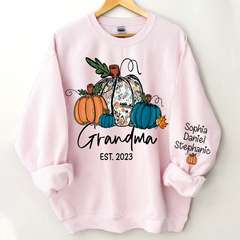 Lofaris Fall Pumpkin Grandma Est Year Customized Sweatshirt