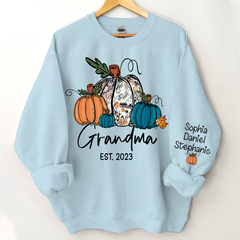 Lofaris Fall Pumpkin Grandma Est Year Customized Sweatshirt