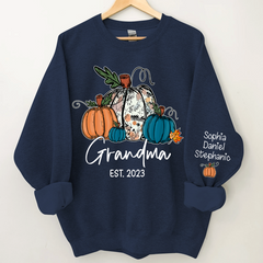 Lofaris Fall Pumpkin Grandma Est Year Customized Sweatshirt