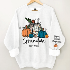 Lofaris Fall Pumpkin Grandma Est Year Customized Sweatshirt